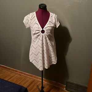 Swim Cover Up white with eye hole in middle size med